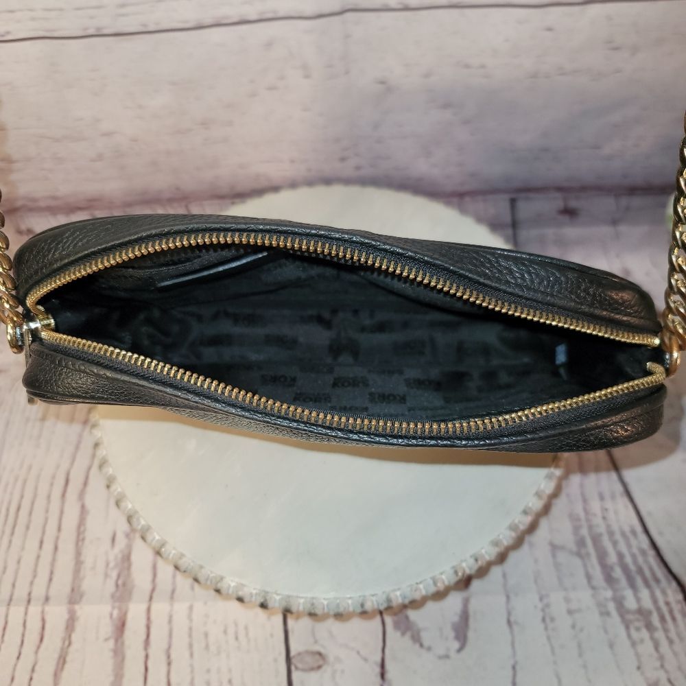 Michael Kors Fulton Large East West Crossbody Bag - Black Pebbled Leather - Picture 7 of 14